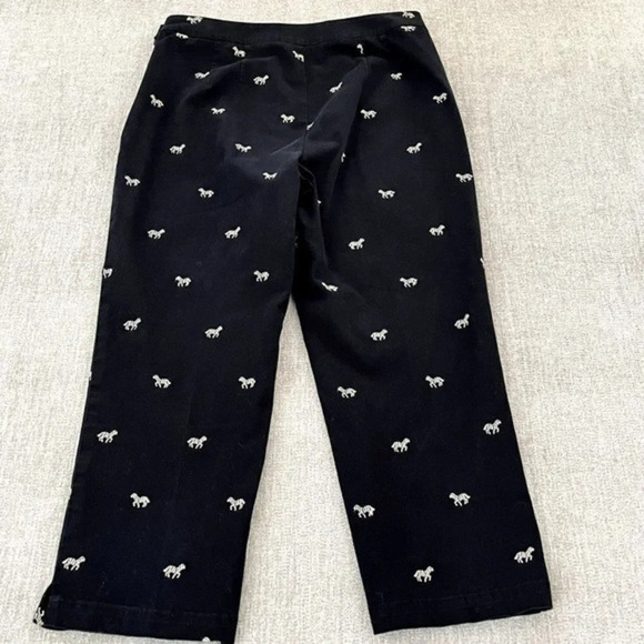 Coldwater Creek Ankle Pants Womens Size 8 Black‎ Zebra Embroidered Side Zip - Picture 10 of 11